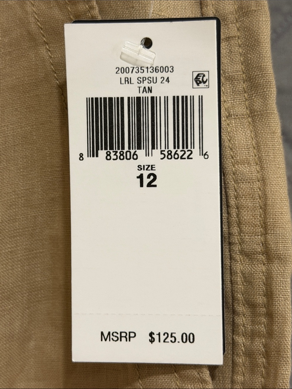 Lauren Ralph Lauren Wide-Leg Drawstring Linen Pants - Tan - 12 - Picture 2 of 4